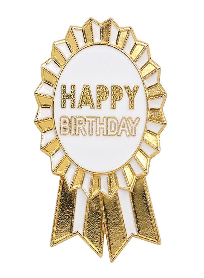 Talking Tables Happy Birthday Metal Birthday Badge Gold White Enamel Rosette Reusable Wearable Accessory for Girls Women Teens Perfect for 16th 18th 21st Celebrations 1.77 Inches - Image 1